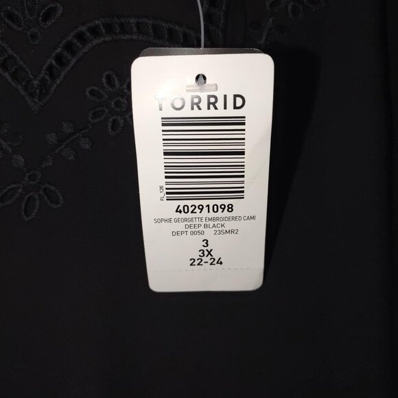 Torrid Women's 3X Black Sophie Georgette Cami TankTop Scallop Eyelet Trim Blouse - Picture 5 of 11